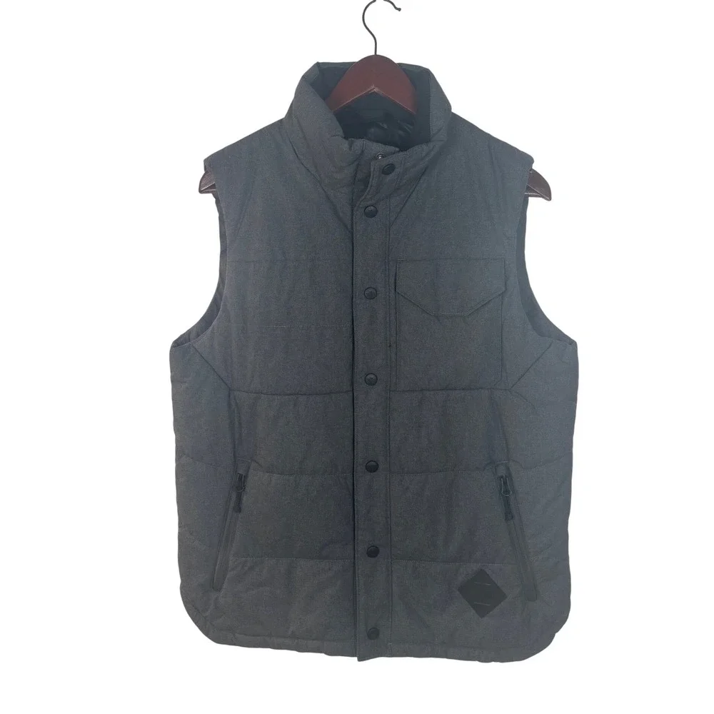 The North Face Mens‎ Small Patricks Point Vest Puffer Grey Insulated Snap Front